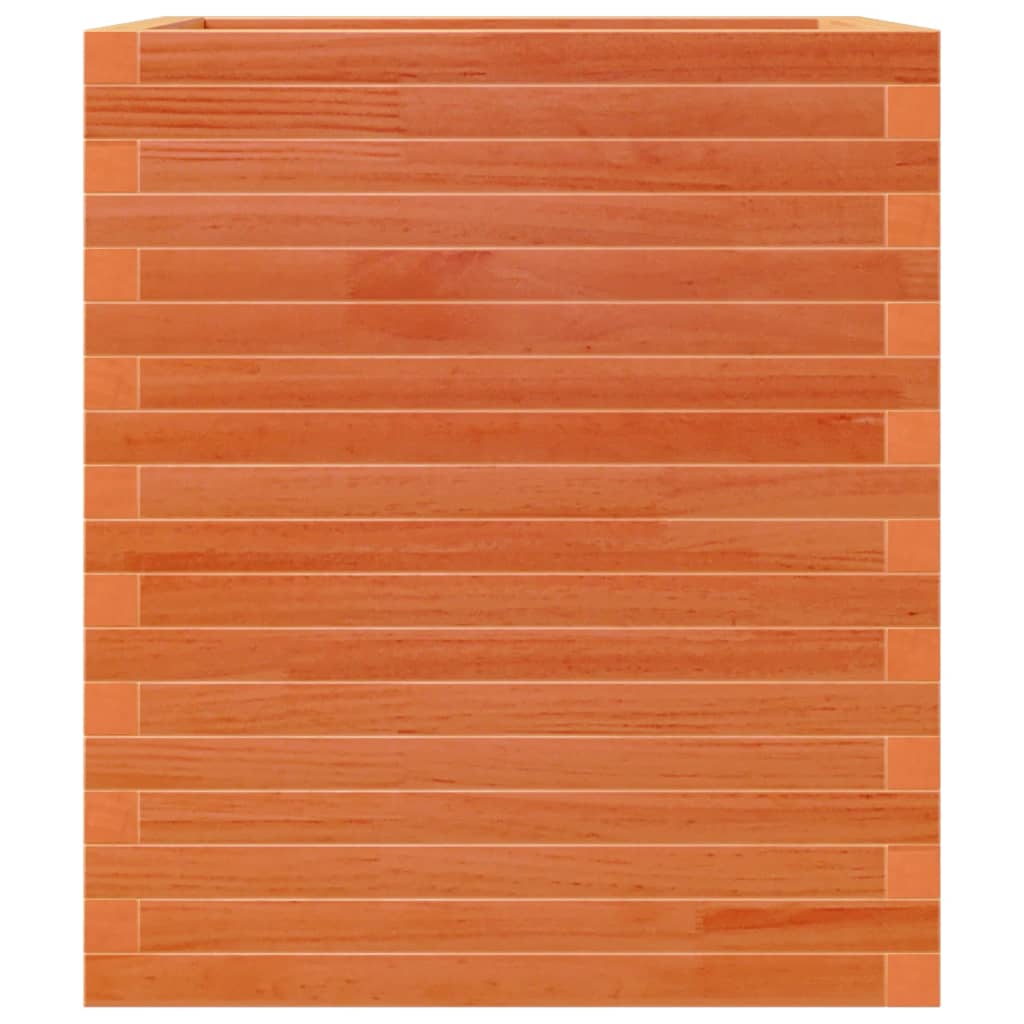 vidaXL Jardinera de madera maciza de pino marrón cera 60x60x68,5 cm