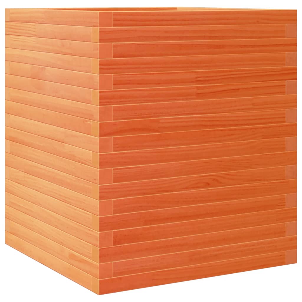 vidaXL Jardinera de madera maciza de pino marrón cera 60x60x68,5 cm