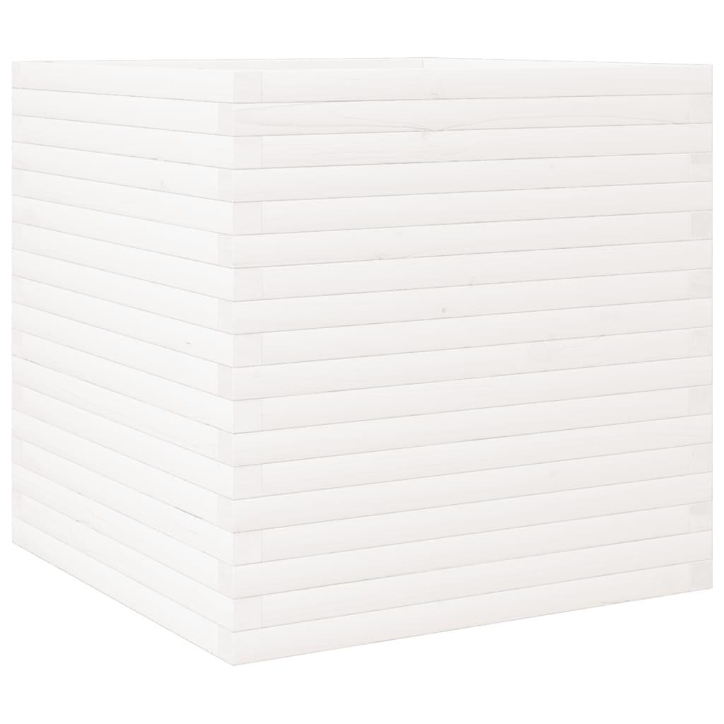 vidaXL Jardinera de madera maciza de pino blanca 70x70x68,5 cm