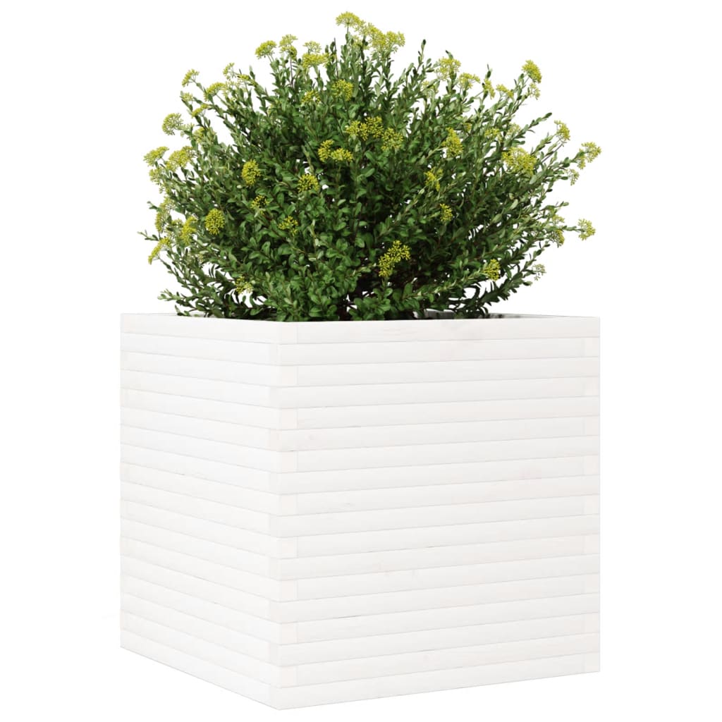 vidaXL Jardinera de madera maciza de pino blanca 70x70x68,5 cm