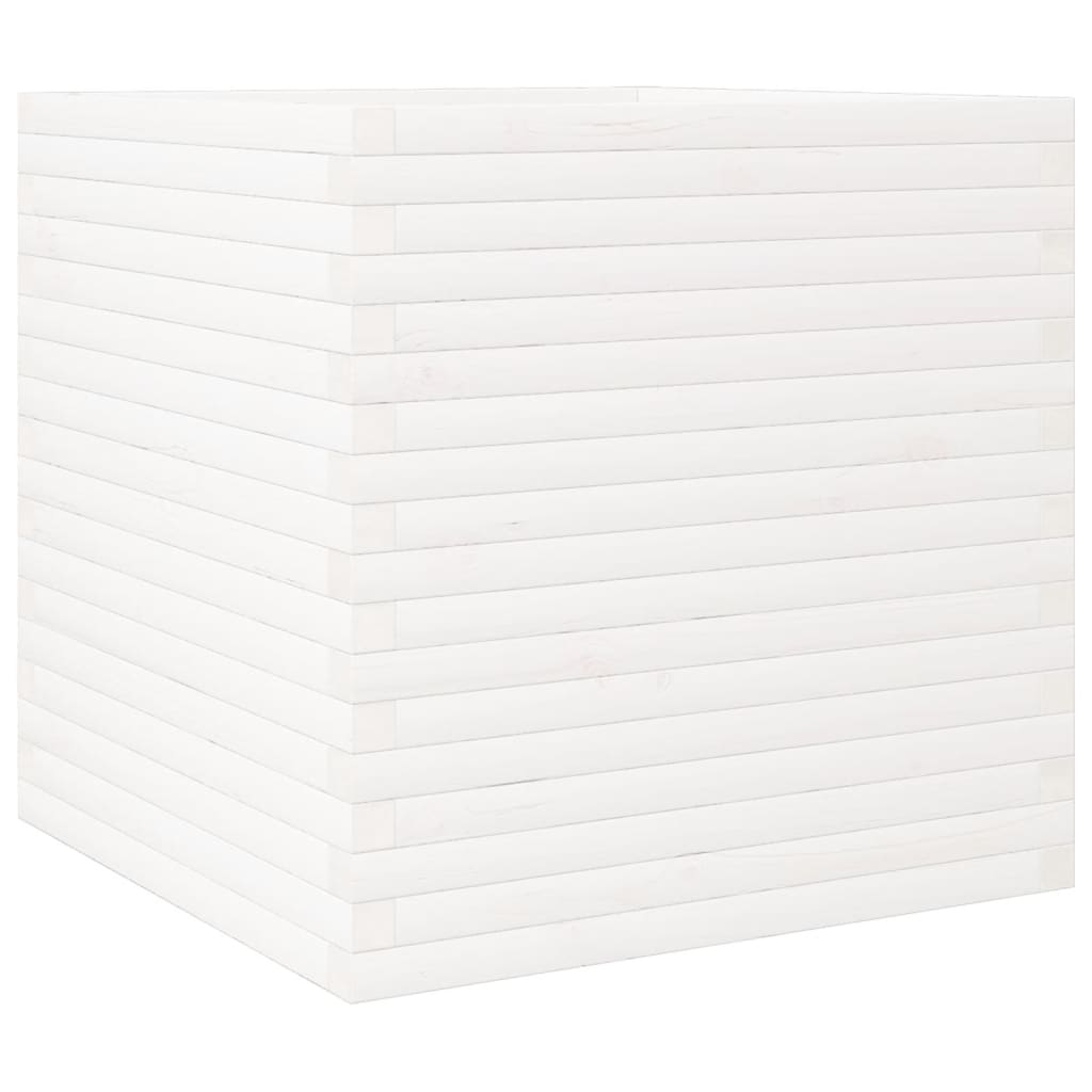 vidaXL Jardinera de madera maciza de pino blanca 70x70x68,5 cm