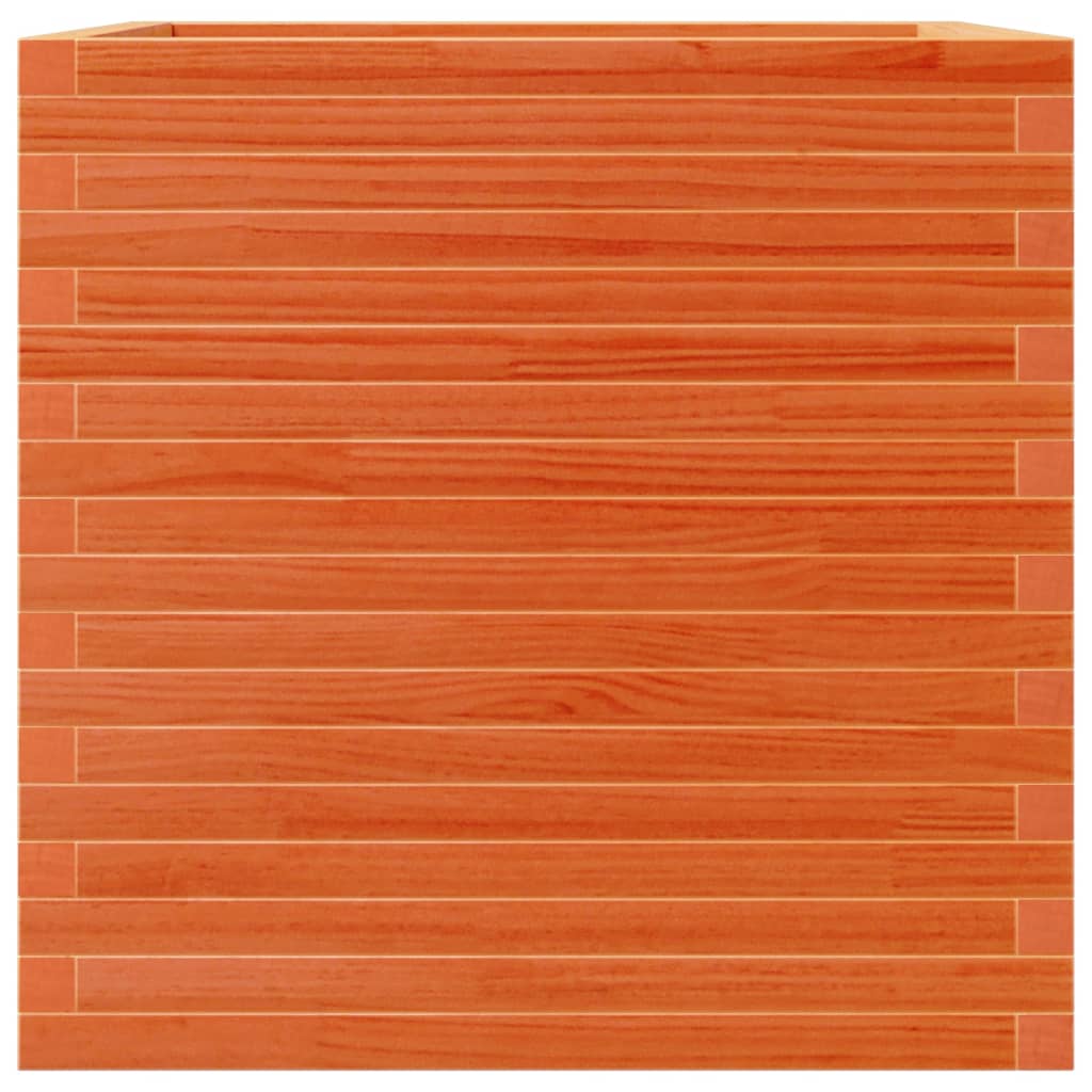 vidaXL Jardinera de madera maciza de pino marrón cera 70x70x68,5 cm