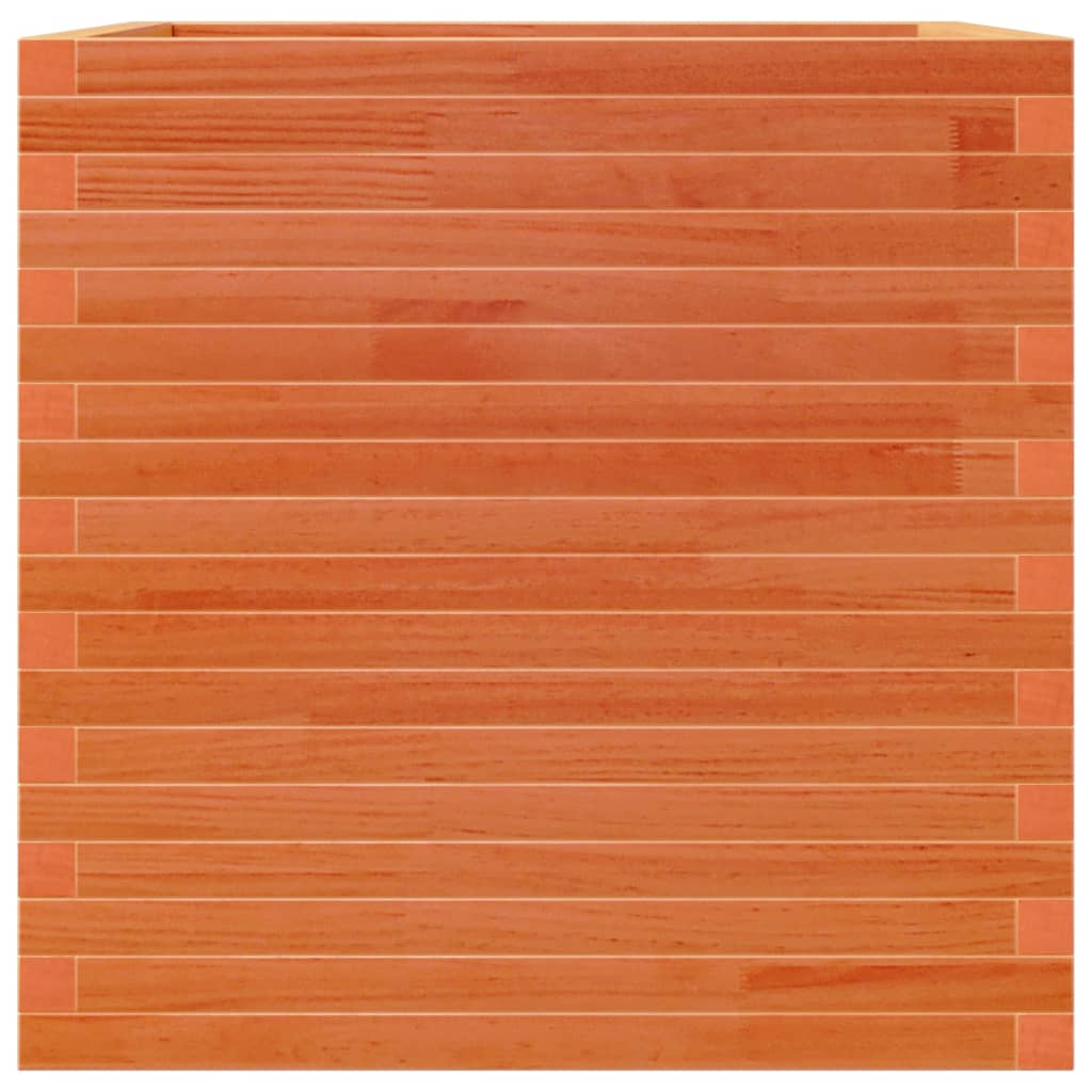 vidaXL Jardinera de madera maciza de pino marrón cera 70x70x68,5 cm