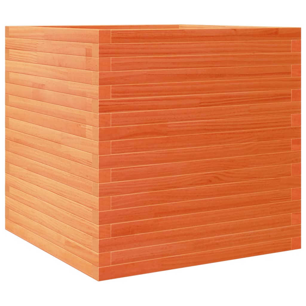 vidaXL Jardinera de madera maciza de pino marrón cera 70x70x68,5 cm