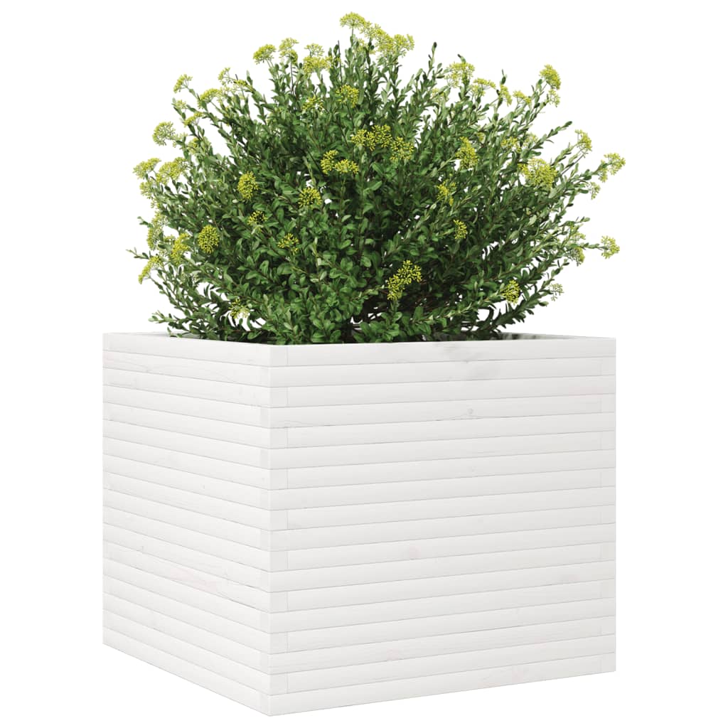 vidaXL Jardinera madera maciza de pino blanco 80x80x68,5 cm