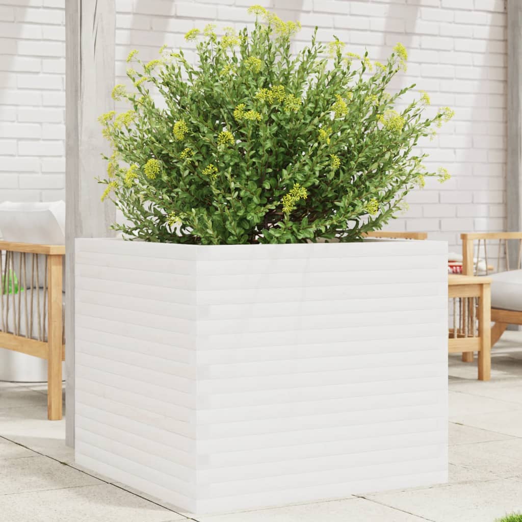 vidaXL Jardinera madera maciza de pino blanco 80x80x68,5 cm