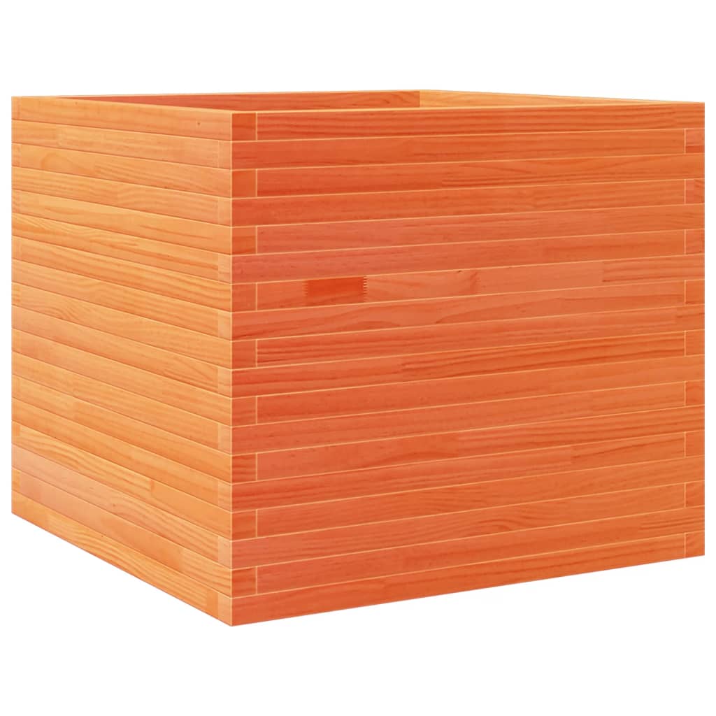 vidaXL Jardinera madera maciza de pino marrón cera 80x80x68,5 cm