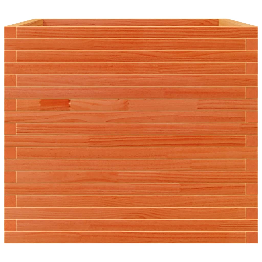 vidaXL Jardinera madera maciza de pino marrón cera 80x80x68,5 cm