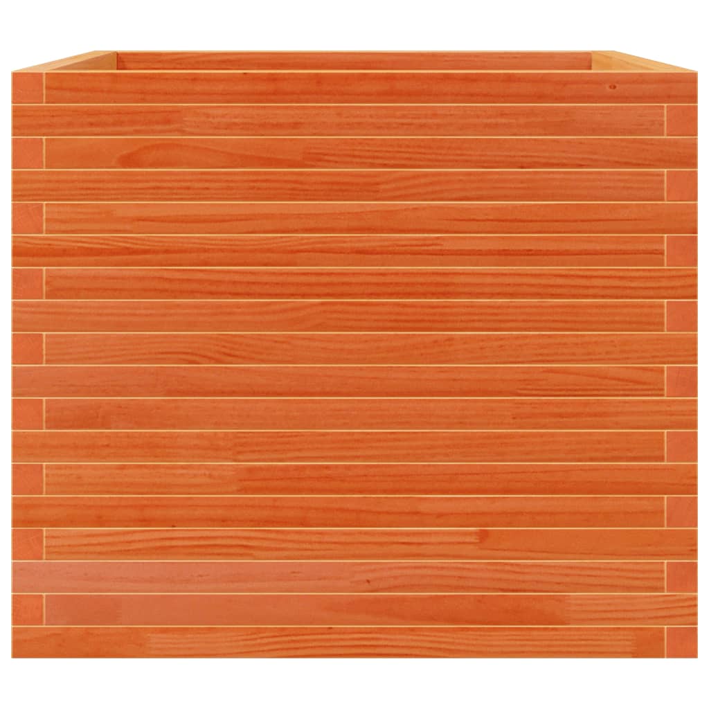 vidaXL Jardinera madera maciza de pino marrón cera 80x80x68,5 cm