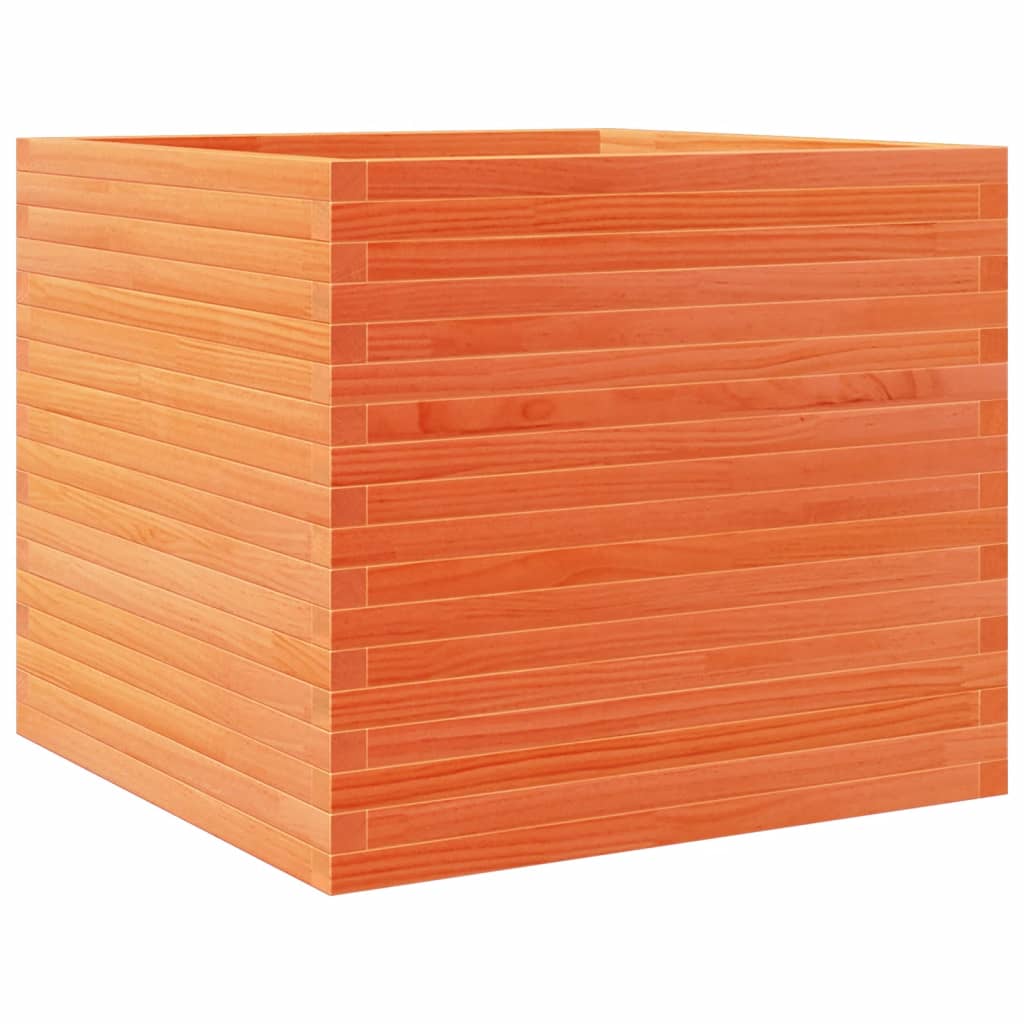 vidaXL Jardinera madera maciza de pino marrón cera 80x80x68,5 cm