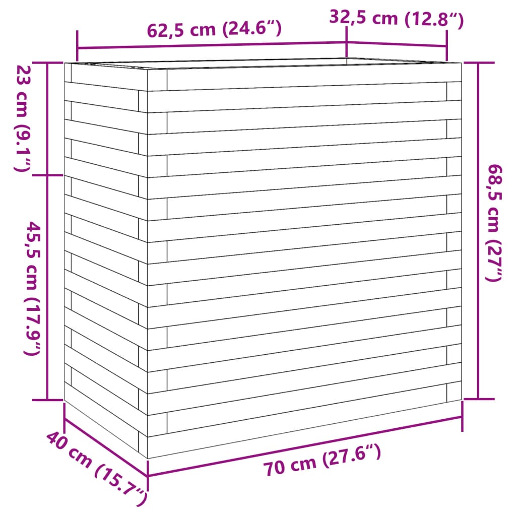 vidaXL Jardinera madera maciza de pino 70x40x68,5 cm