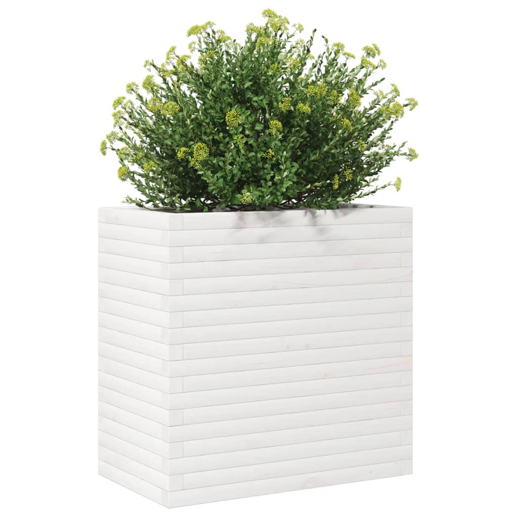 vidaXL Jardinera madera maciza de pino blanco 70x40x68,5 cm