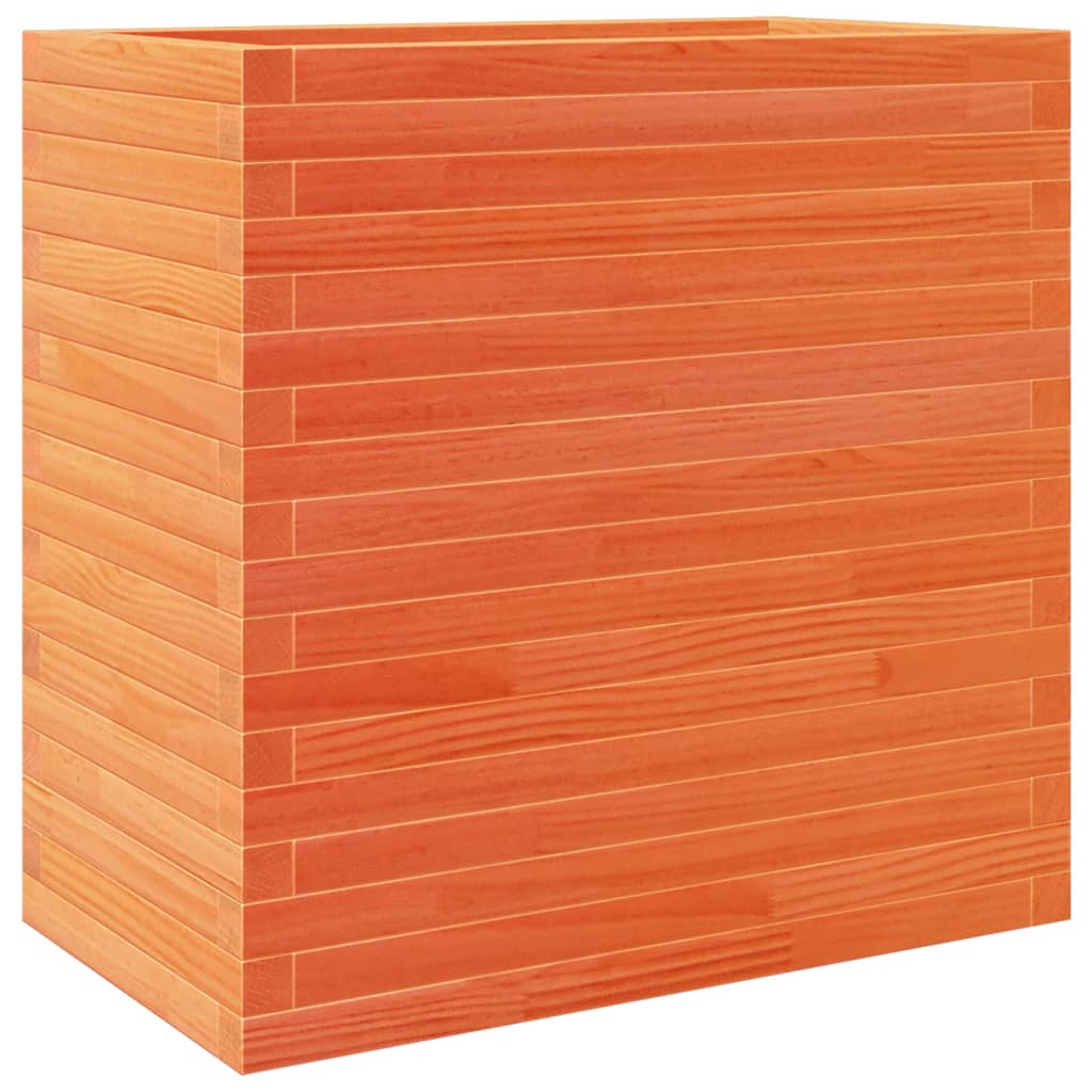 vidaXL Jardinera madera maciza de pino marrón cera 70x40x68,5 cm