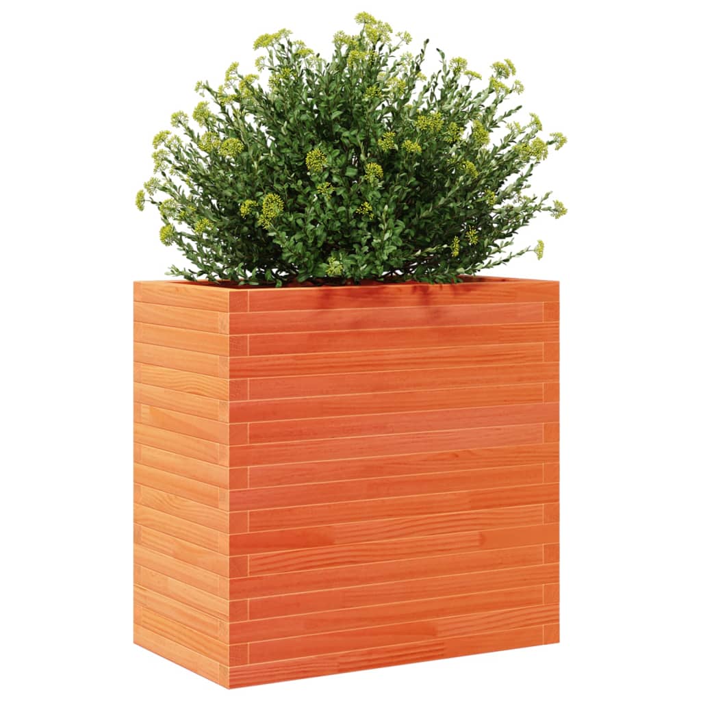 vidaXL Jardinera madera maciza de pino marrón cera 70x40x68,5 cm