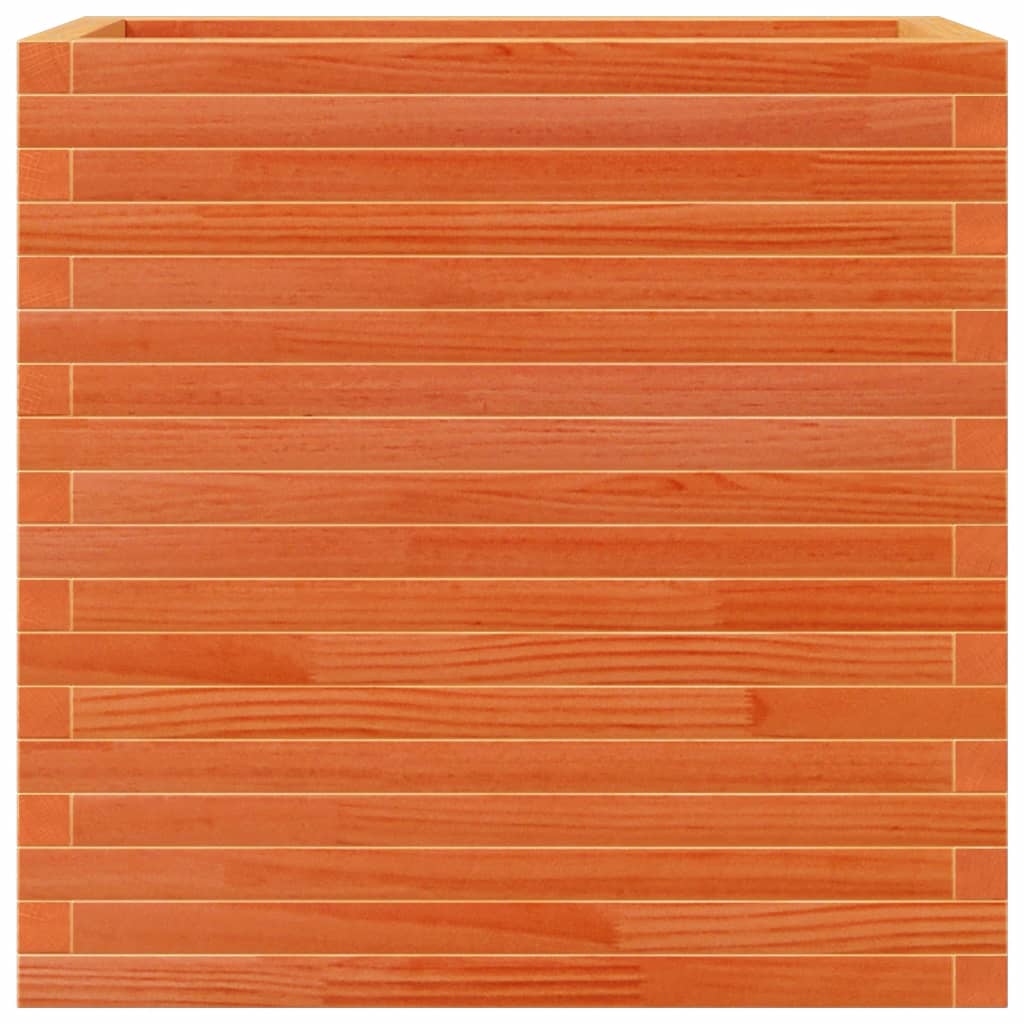 vidaXL Jardinera madera maciza de pino marrón cera 70x40x68,5 cm