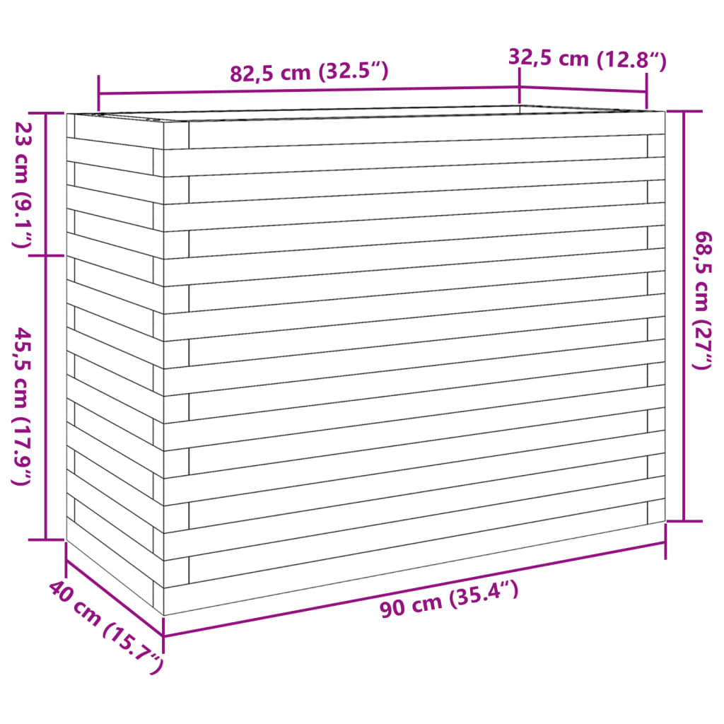 vidaXL Jardinera madera maciza de pino 90x40x68,5 cm