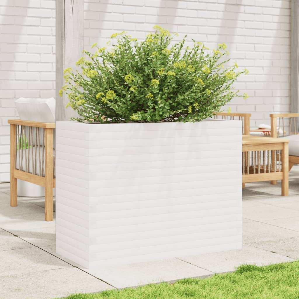 vidaXL Jardinera madera maciza de pino blanco 90x40x68,5 cm