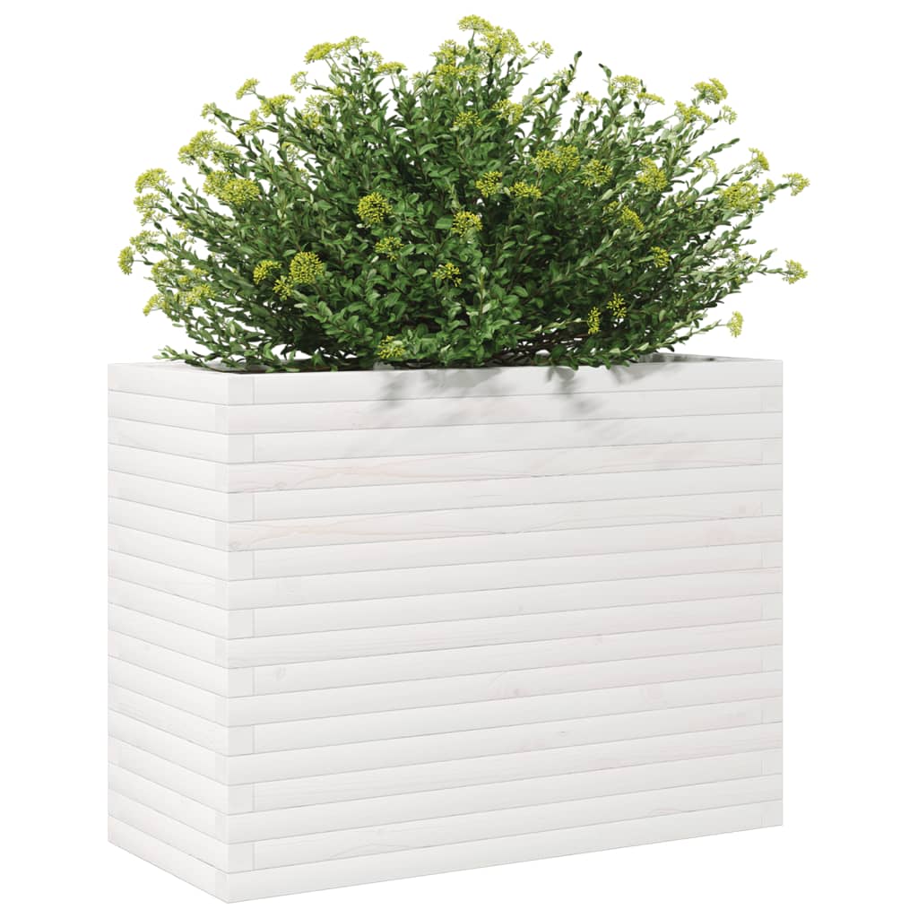 vidaXL Jardinera madera maciza de pino blanco 90x40x68,5 cm