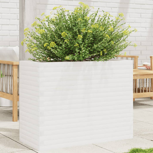 vidaXL Jardinera madera maciza de pino blanco 90x40x68,5 cm