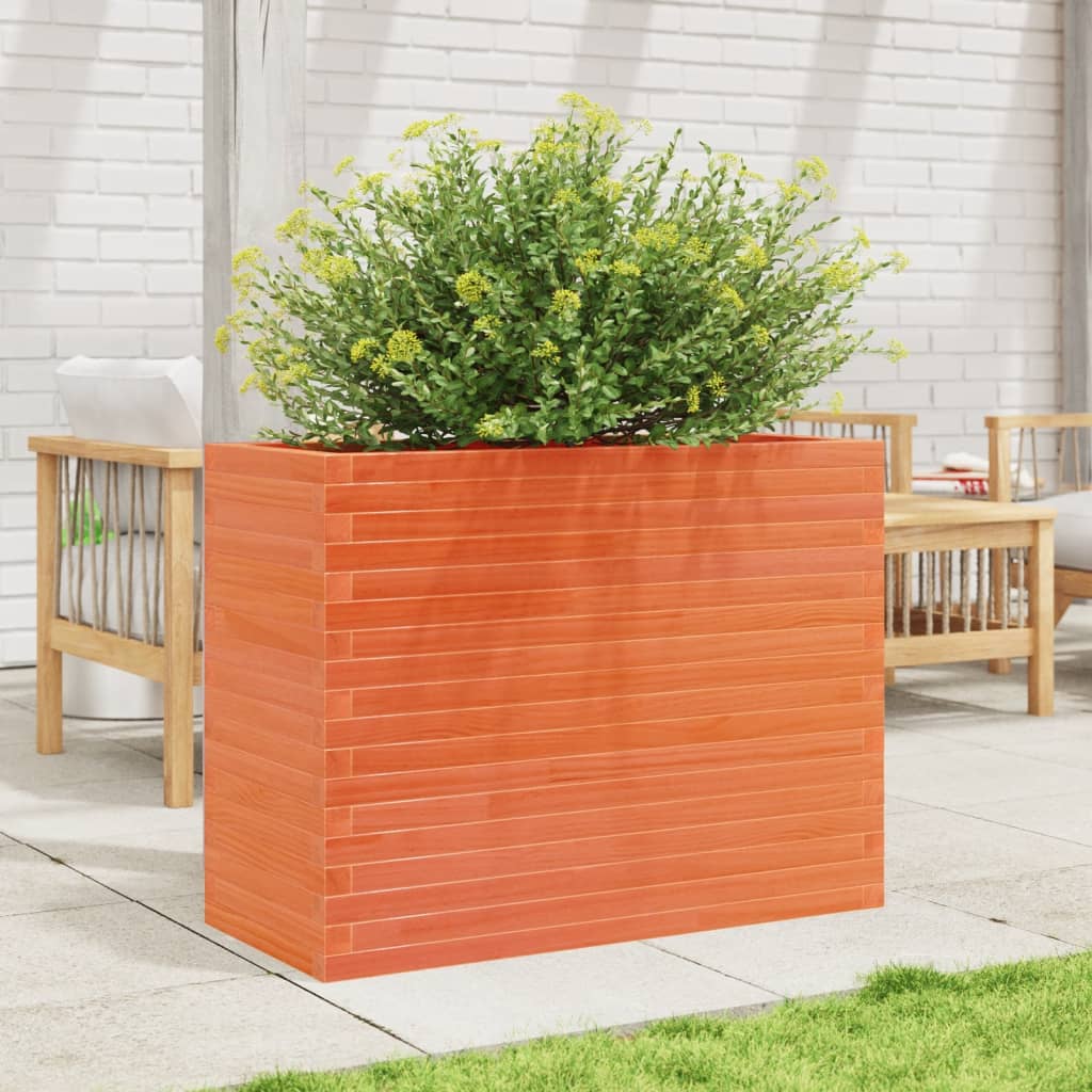 vidaXL Jardinera madera maciza de pino marrón cera 90x40x68,5 cm