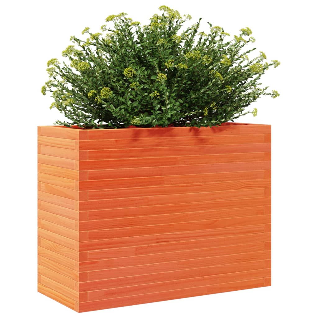 vidaXL Jardinera madera maciza de pino marrón cera 90x40x68,5 cm