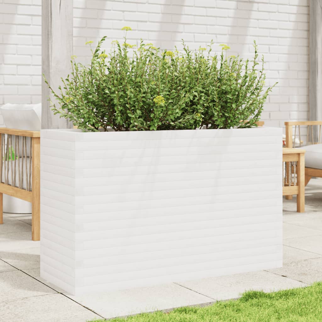 vidaXL Jardinera madera maciza de pino blanco 110x40x68,5 cm