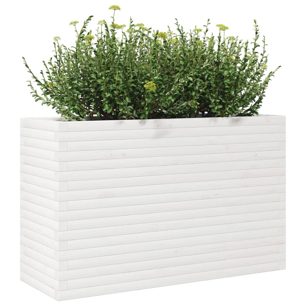 vidaXL Jardinera madera maciza de pino blanco 110x40x68,5 cm