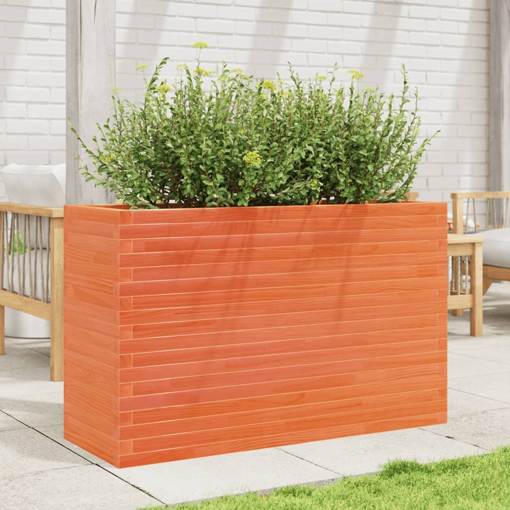 vidaXL Jardinera madera maciza de pino marrón cera 110x40x68,5 cm