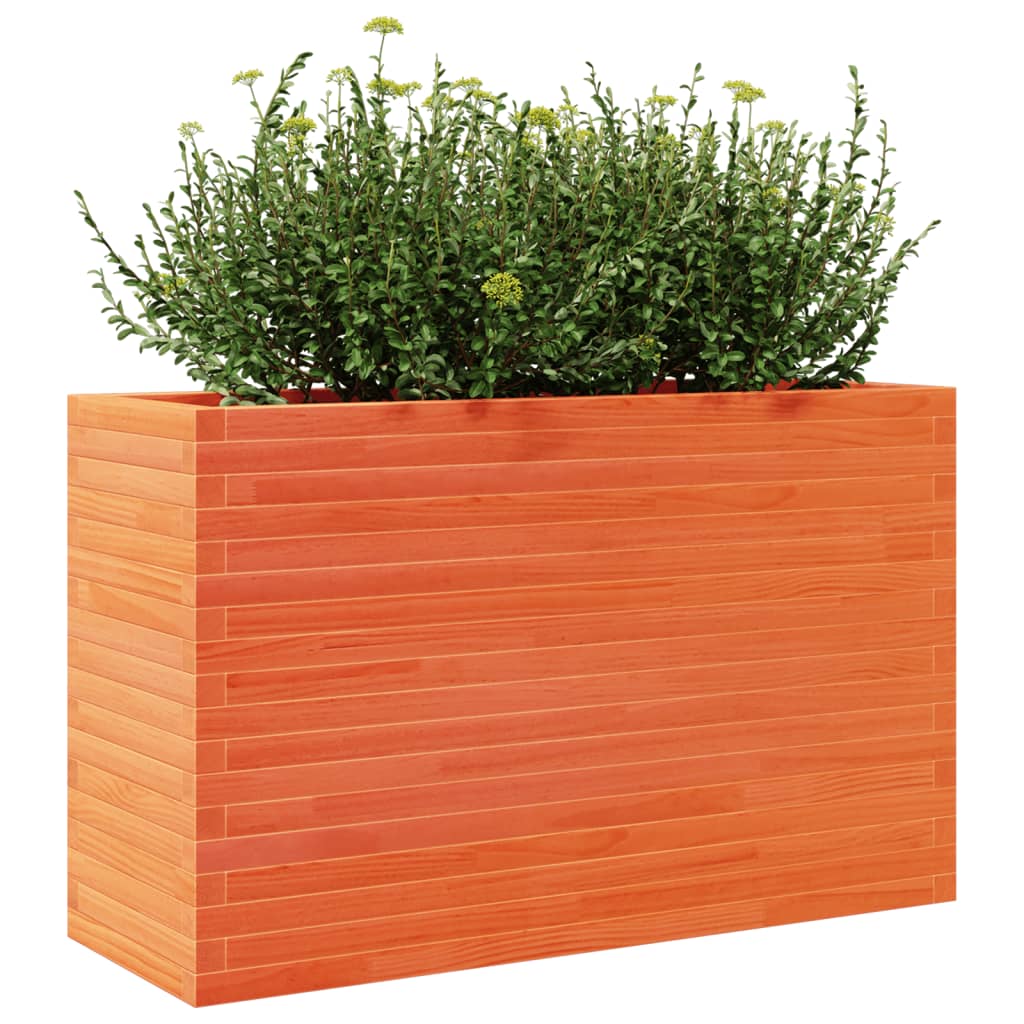 vidaXL Jardinera madera maciza de pino marrón cera 110x40x68,5 cm