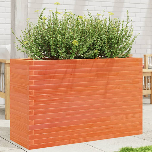 vidaXL Jardinera madera maciza de pino marrón cera 110x40x68,5 cm