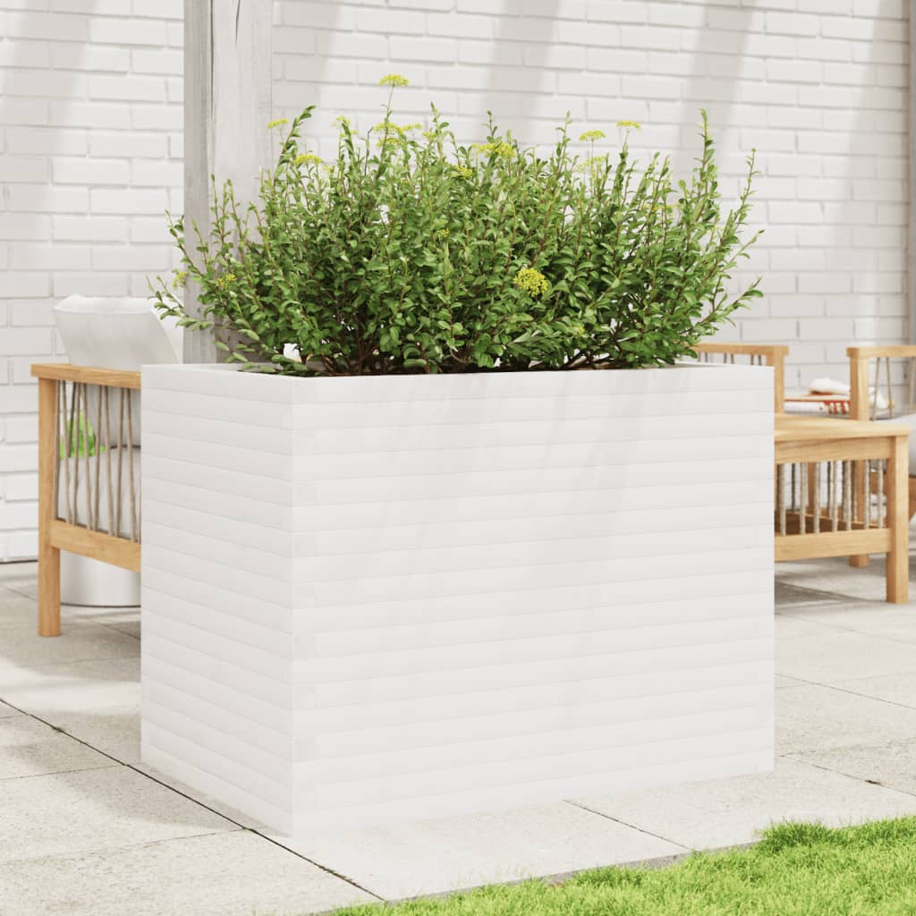 vidaXL Jardinera madera maciza de pino blanco 90x60x68,5 cm