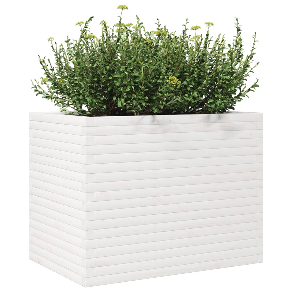 vidaXL Jardinera madera maciza de pino blanco 90x60x68,5 cm