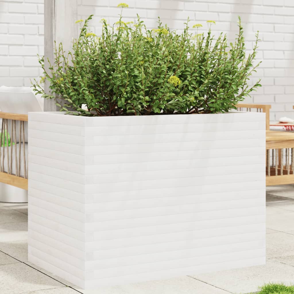 vidaXL Jardinera madera maciza de pino blanco 90x60x68,5 cm