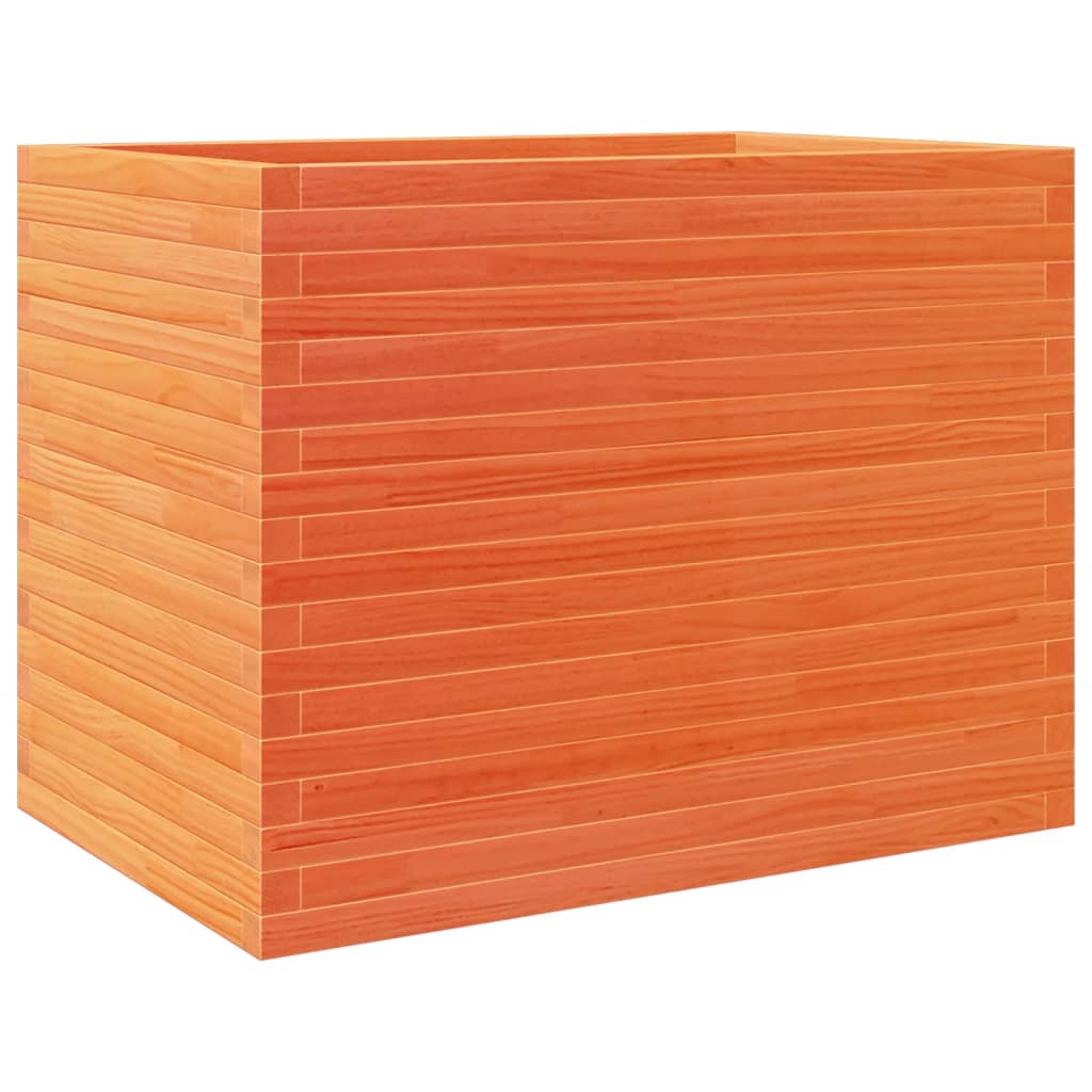 vidaXL Jardinera madera maciza de pino marrón cera 90x60x68,5 cm