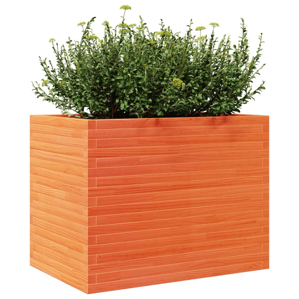 vidaXL Jardinera madera maciza de pino marrón cera 90x60x68,5 cm