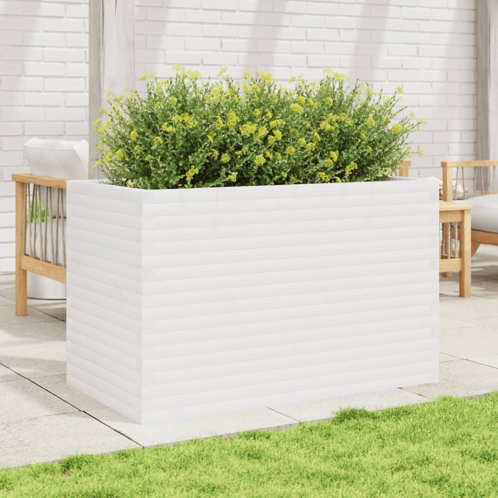 vidaXL Jardinera madera maciza de pino blanco 110x60x68,5 cm