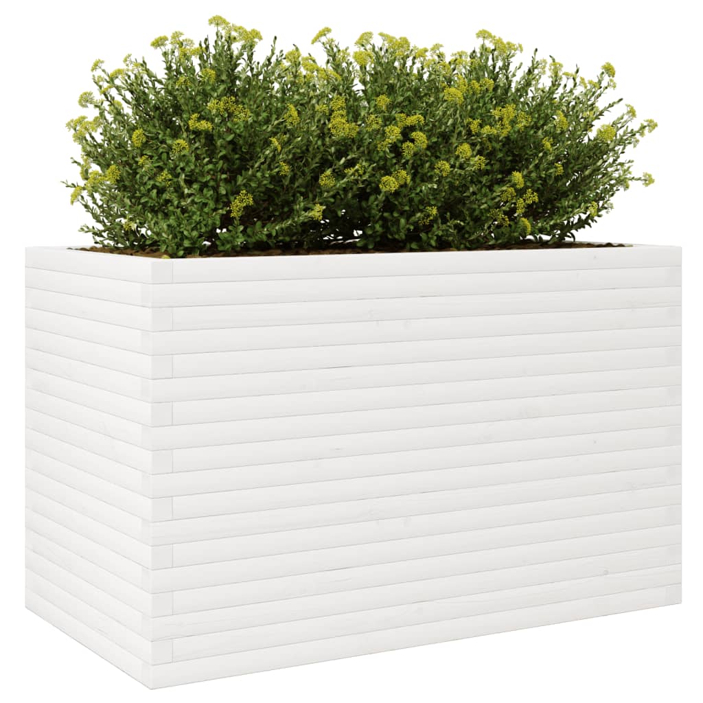 vidaXL Jardinera madera maciza de pino blanco 110x60x68,5 cm