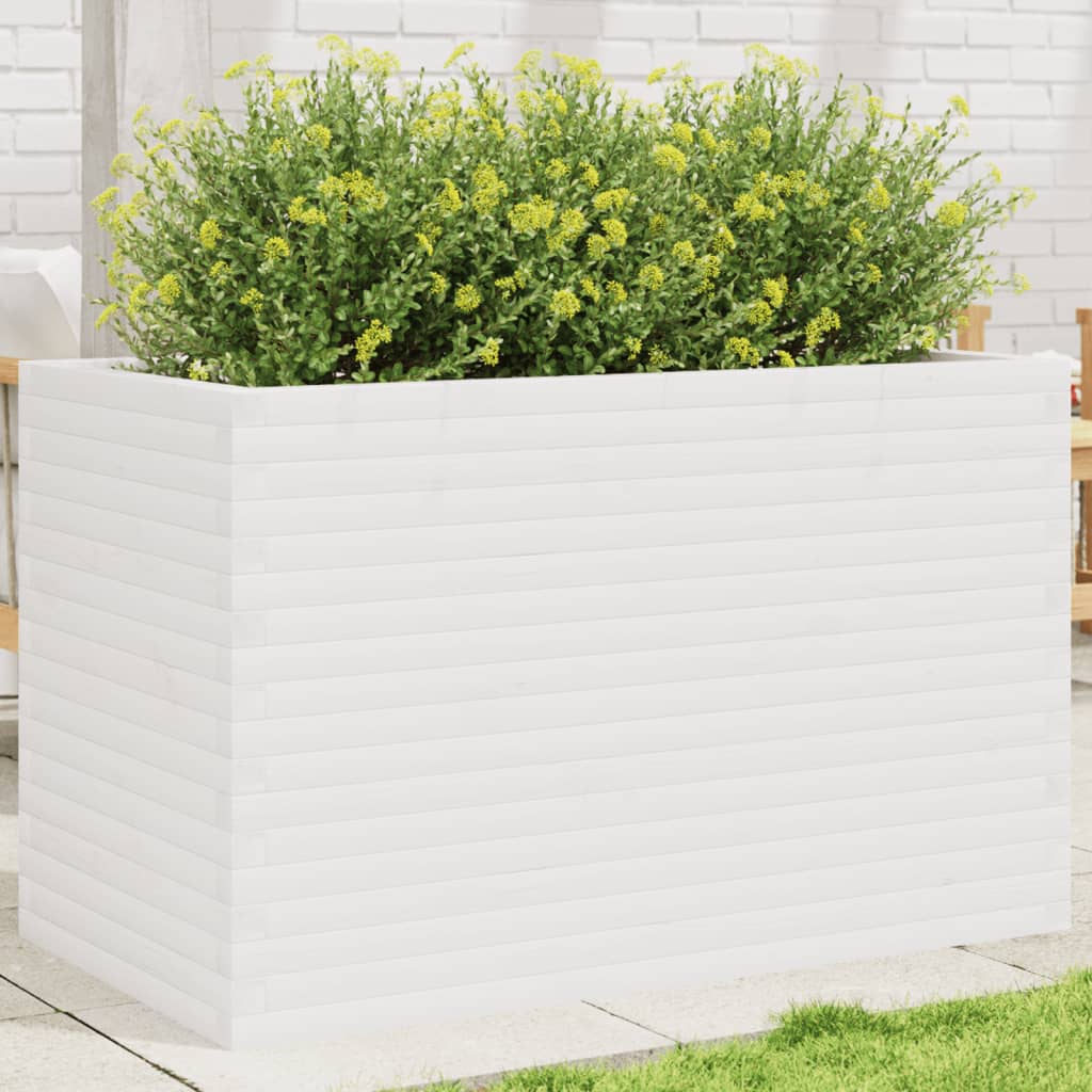 vidaXL Jardinera madera maciza de pino blanco 110x60x68,5 cm