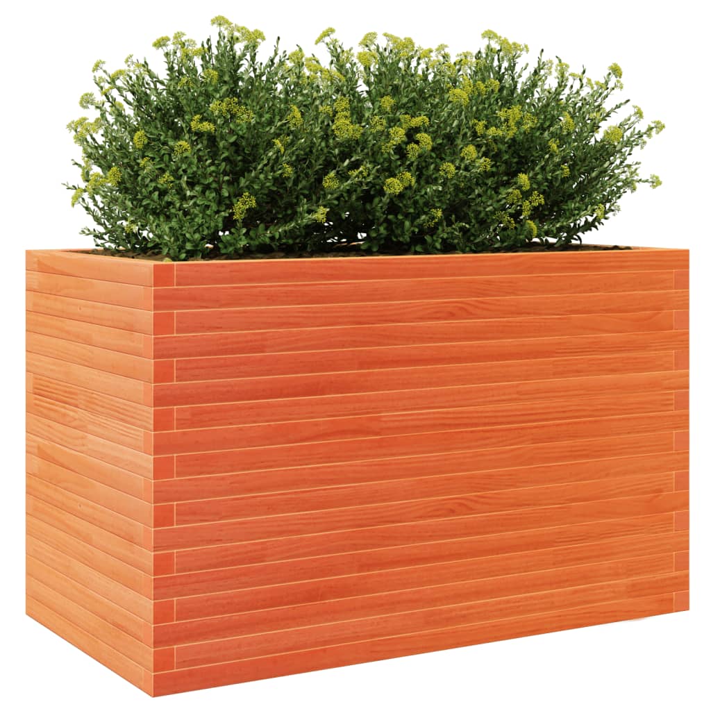 vidaXL Jardinera madera maciza de pino marrón cera 110x60x68,5 cm