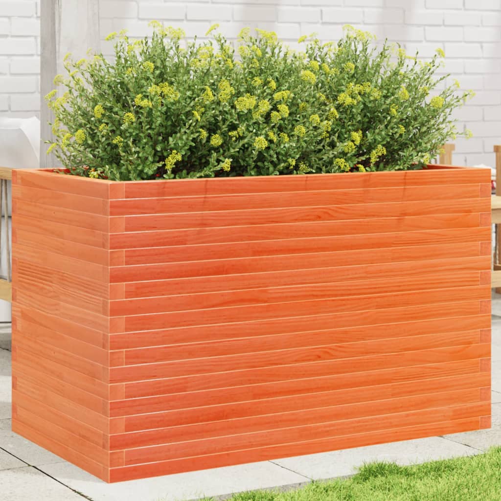 vidaXL Jardinera madera maciza de pino marrón cera 110x60x68,5 cm