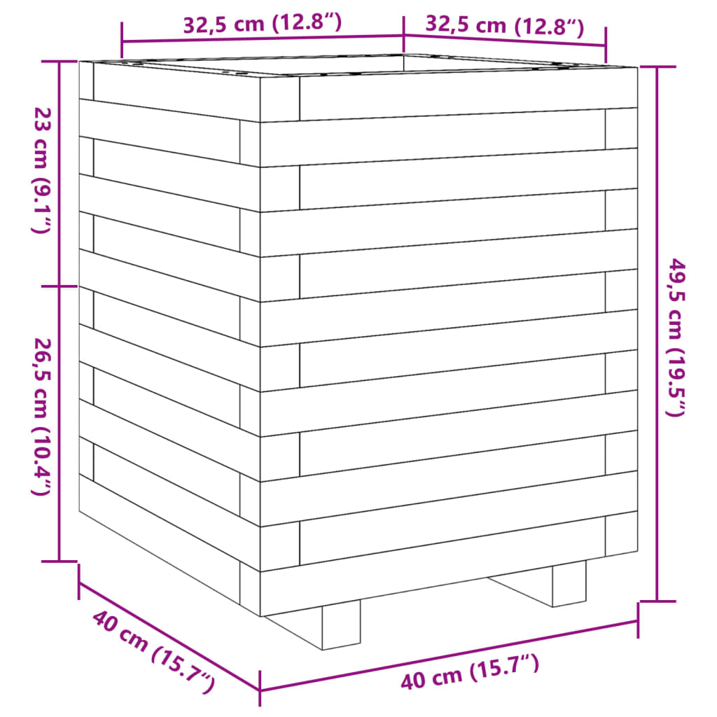 vidaXL Jardinera madera maciza de pino 40x40x49,5 cm