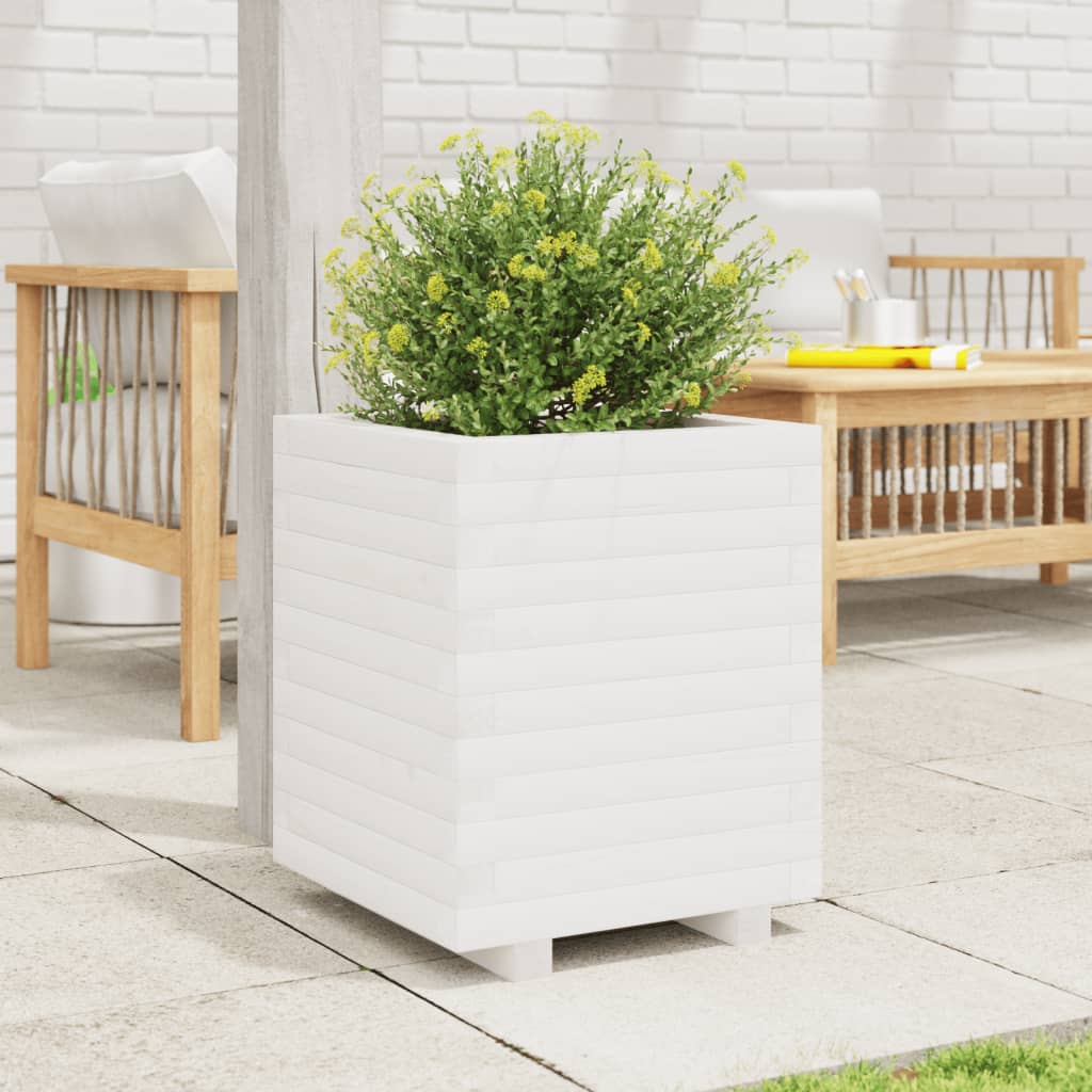 vidaXL Jardinera madera maciza de pino blanco 40x40x49,5 cm