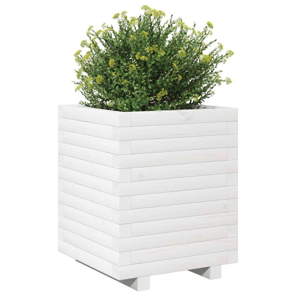 vidaXL Jardinera madera maciza de pino blanco 40x40x49,5 cm