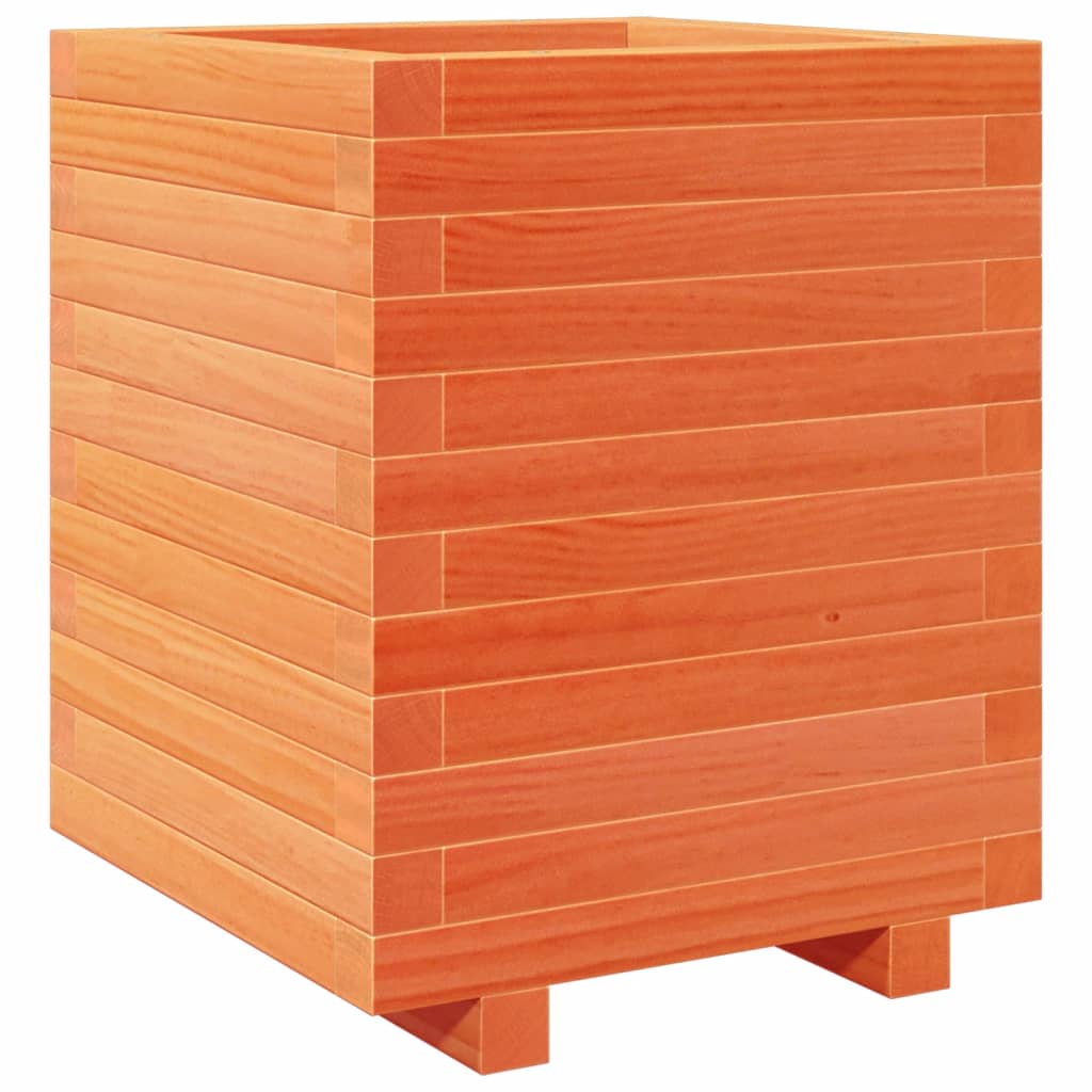 vidaXL Jardinera madera maciza de pino marrón cera 40x40x49,5 cm