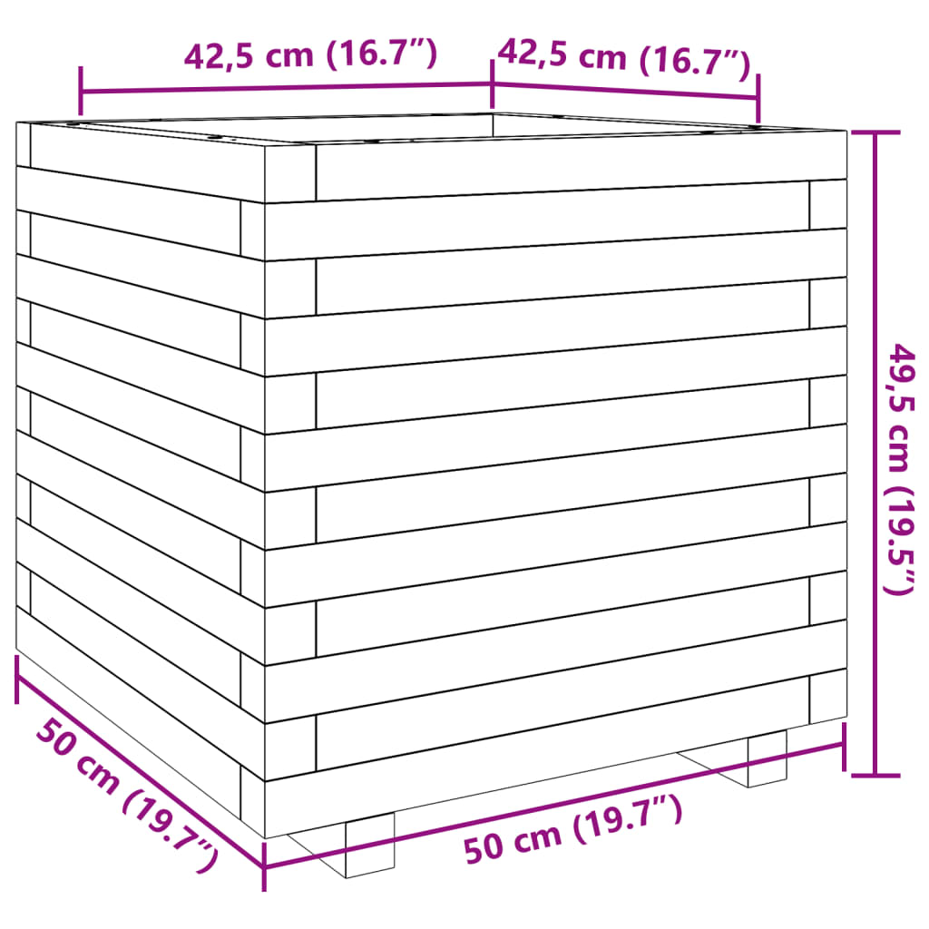 vidaXL Jardinera madera maciza de pino 50x50x49,5 cm