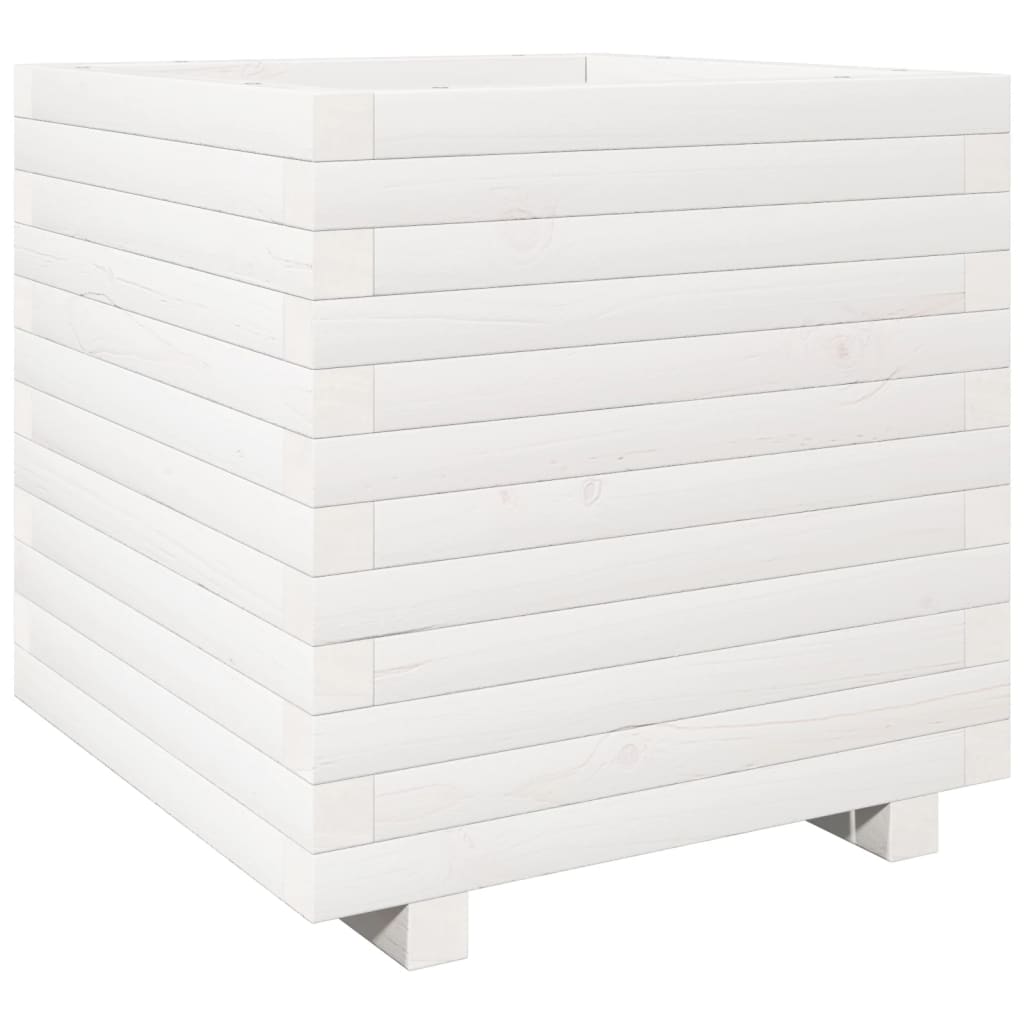 vidaXL Jardinera madera maciza de pino blanco 50x50x49,5 cm