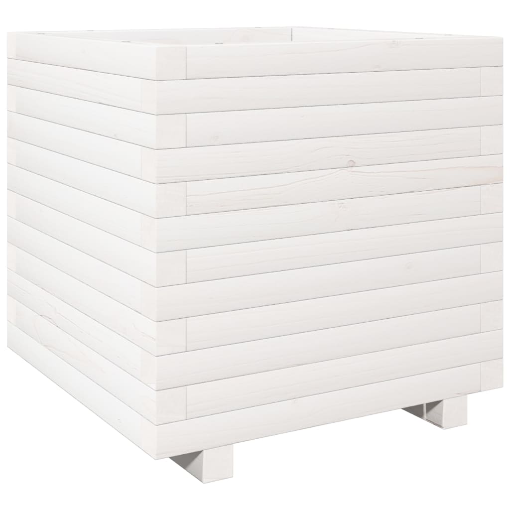 vidaXL Jardinera madera maciza de pino blanco 50x50x49,5 cm