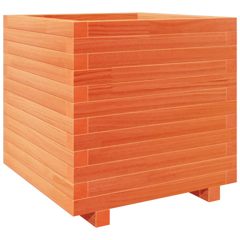 vidaXL Jardinera madera maciza de pino marrón cera 50x50x49,5 cm