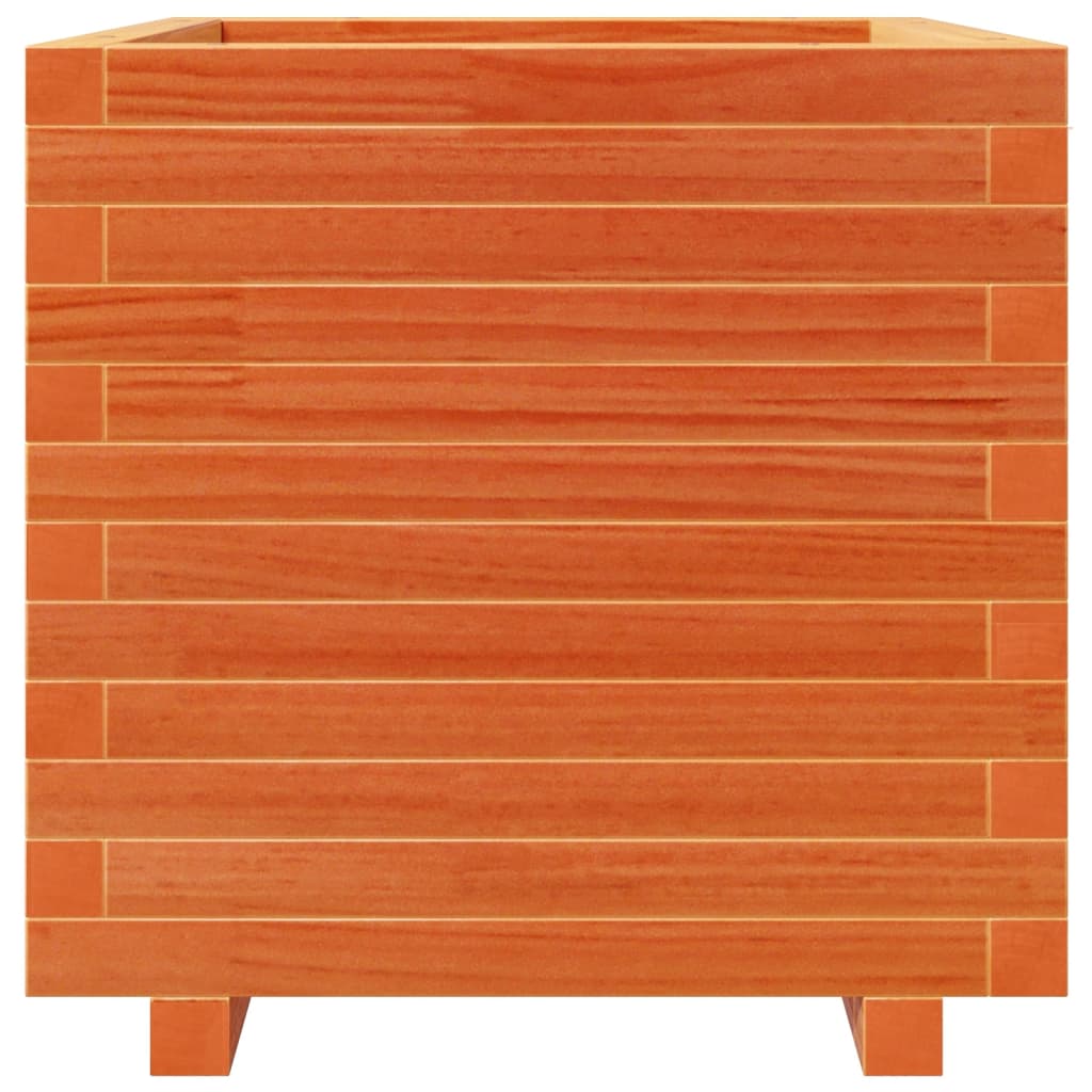 vidaXL Jardinera madera maciza de pino marrón cera 50x50x49,5 cm