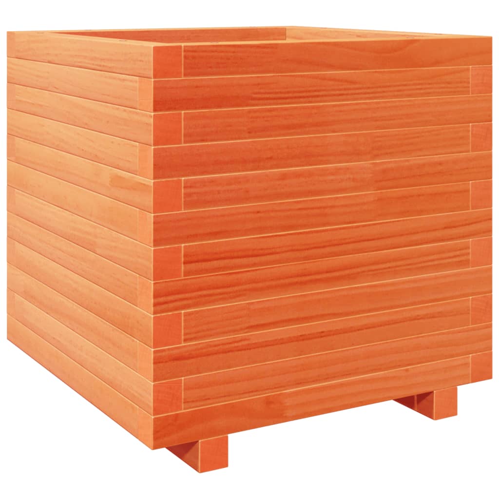 vidaXL Jardinera madera maciza de pino marrón cera 50x50x49,5 cm